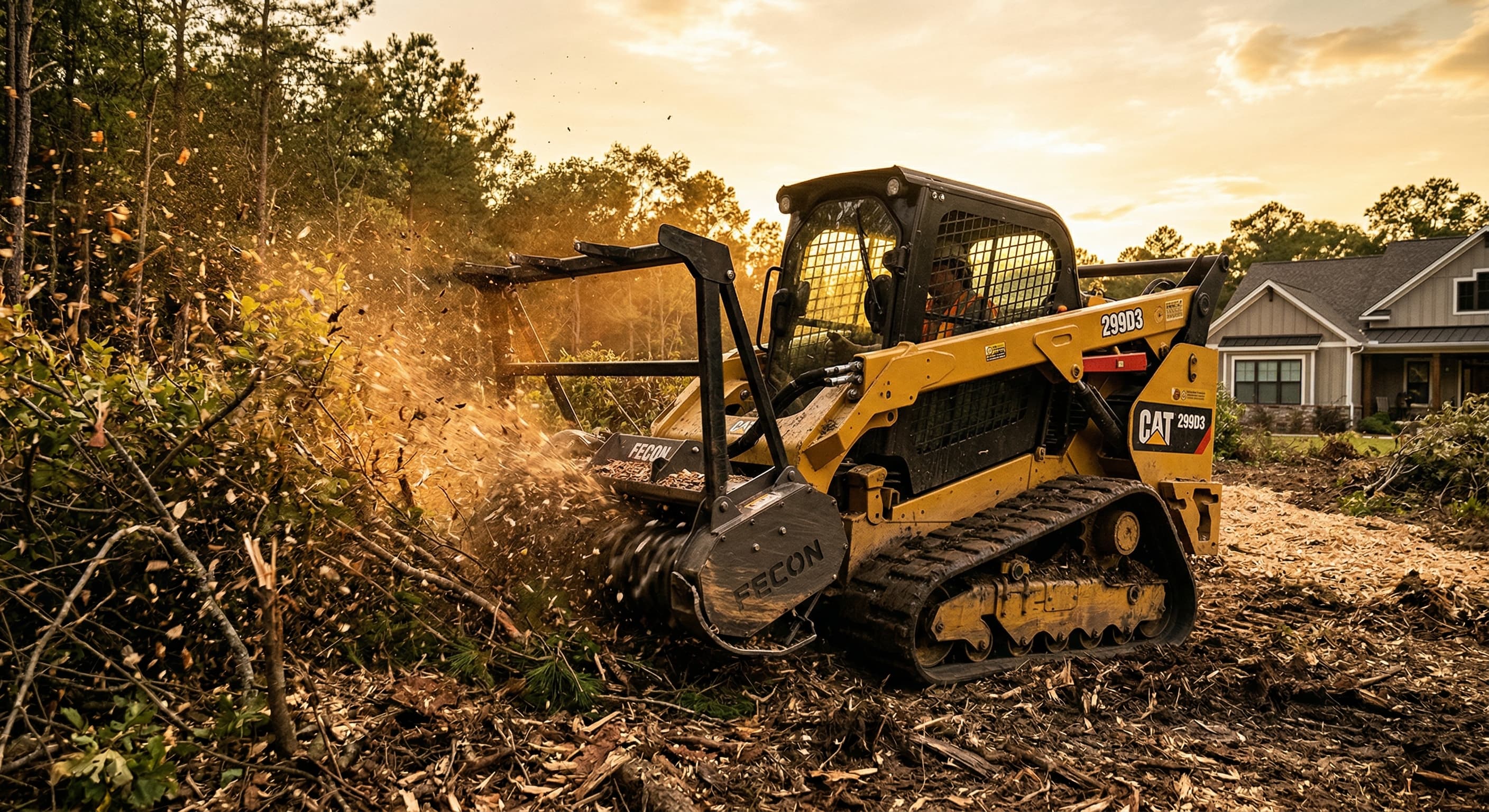 Forestry mulching machine clearing land